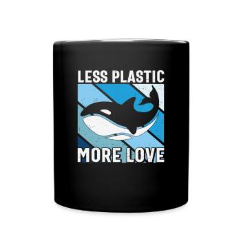 Moins de plastique Plus d’amour Sauver la mer Orque Baleine - Mug uni - noir - Devant