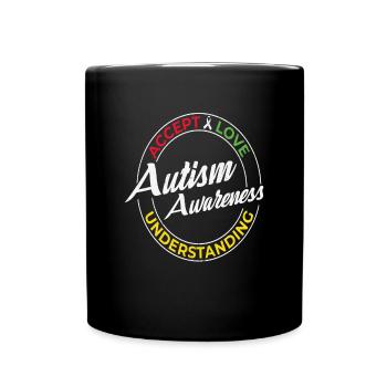Akzeptiere und liebe das Verständnis des Bewusstseins für Autismus - Tasse einfarbig - Schwarz - Vorne