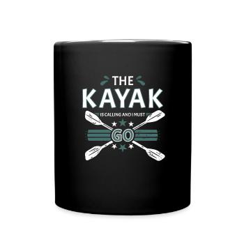 Kayak Is Calling And I Must Go Whitewater Kayaking - Full Colour Mug - black - Front