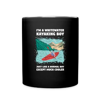 Whitewater Kayaking Boy Like A Normal Boy - Full Colour Mug - black - Front