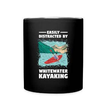 Easily Distracted By Whitewater Kayaking - Tasse einfarbig - Schwarz - Vorne
