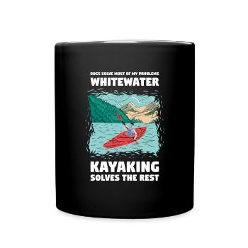 Dogs Solves My Problems Whitewater Kayaking - Full Colour Mug - black - Front