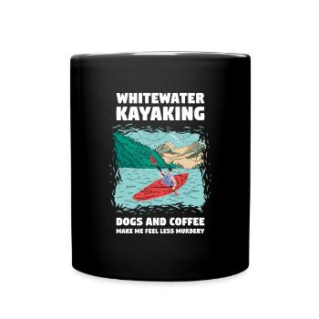Whitewater Kayaking Dogs & Coffee - Full Colour Mug - black - Front