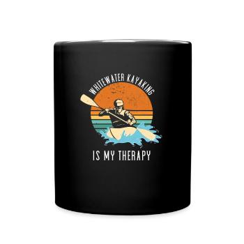 Whitewater Kayaking Is My Therapy - Full Colour Mug - black - Front