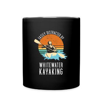 Facilement distrait par le kayak en eau vive - Mug uni - noir - Devant