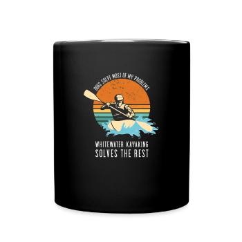 Dogs Solves My Problems Whitewater Kayaking - Full Colour Mug - black - Front