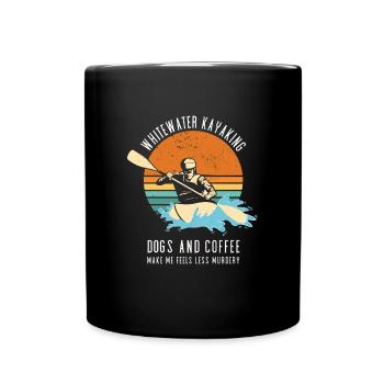 Whitewater Kayaking Dogs & Coffee - Full Colour Mug - black - Front