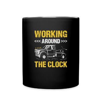 Travailler jour et nuit Opérateur de dépanneuse - Mug uni - noir - Devant