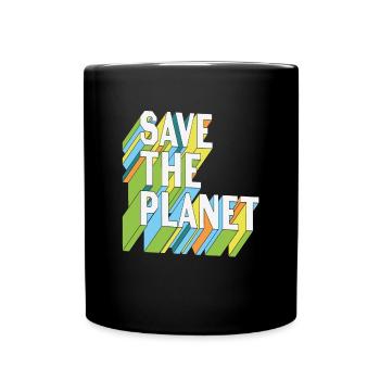 Save The Planet Earth Day Retro - Tasse einfarbig - Schwarz - Vorne