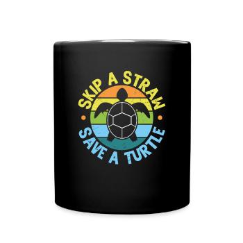 Sauter une paille Sauver une tortue Turtles Lover Cadeaux - Mug uni - noir - Devant