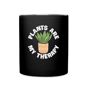 Plants Are My Therapy Plant Quotes - Full Colour Mug - black - Front