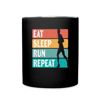 Eat Sleep Run Repeat Runners Motivation - Full Colour Mug - black - Front