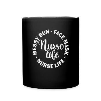 Messy Bignon Masque Visage Infirmière Citations Vie Soins Infirmiers - Mug uni - noir - Devant
