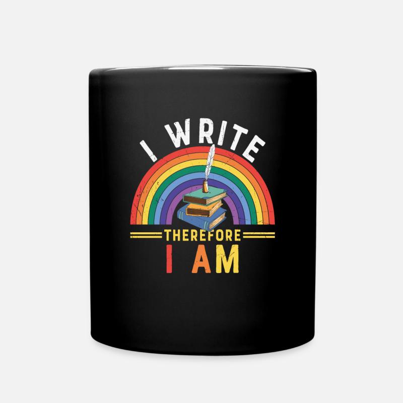 Ich schreibe, also bin ich Schriftsteller Zitate - Tasse einfarbig - Schwarz