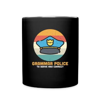Grammatikpolizei, um lustige Zitate zu servieren und zu korrigieren - Tasse einfarbig - Schwarz - Vorne