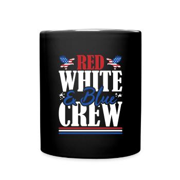 Veteran US Flag Red White & Blue Crew - Full Colour Mug - black - Front