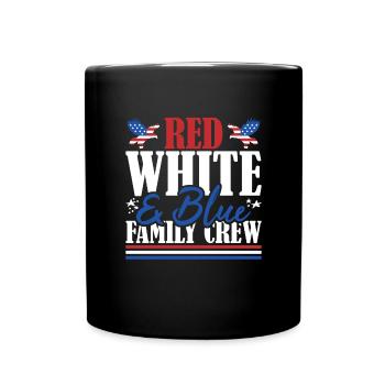 Veteran US Flag Red White & Blue Family Crew - Full Colour Mug - black - Front