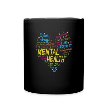 Mentale Wärme Ich werde geliebt, ich bin kostbar - Tasse einfarbig - Schwarz - Vorne