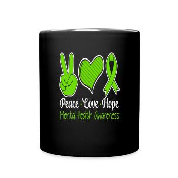 Paix Amour Espoir Sensibilisation à la santé mentale - Mug uni - noir - Devant