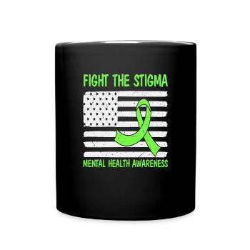 Fight The Stigma Mental Health Awareness USA Flag - Full Colour Mug - black - Front