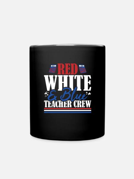 Vétéran US Flag Red White & Blue Teacher Crew - Mug uni - noir