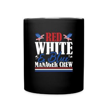 Veteran US Flag Red White & Blue Manager Crew - Full Colour Mug - black - Front