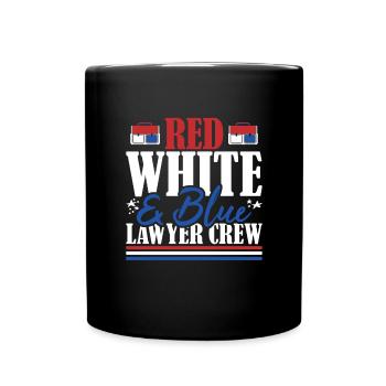 Veteran US Flag Red White & Blue Lawyer Crew - Full Colour Mug - black - Front