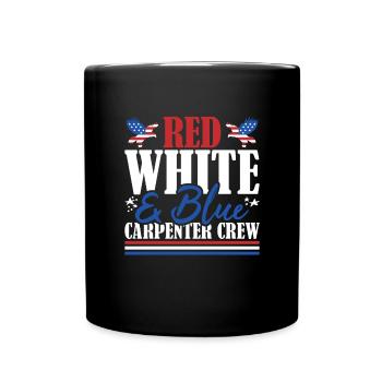 Veteran US Flag Red White & Blue Carpenter Crew - Full Colour Mug - black - Front