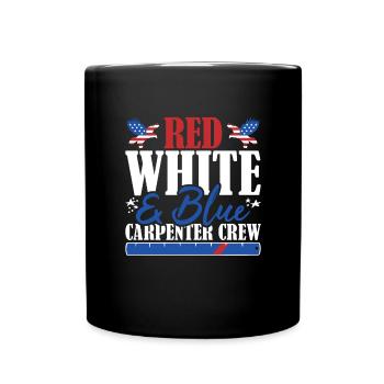 Veteran US Flag Red White & Blue Carpenter Crew - Full Colour Mug - black - Front