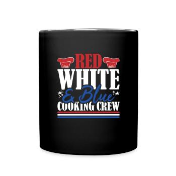 Veteran US Flag Red White & Blue Cooking Crew - Full Colour Mug - black - Front
