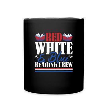 Veteran US Flag Red White & Blue Reading Crew - Full Colour Mug - black - Front