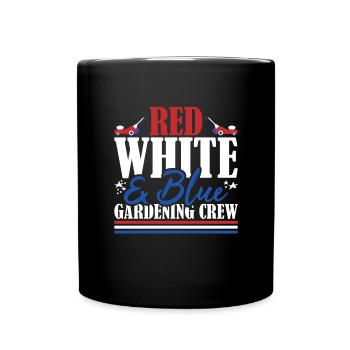 Veteran US Flag Red White & Blue Gardening Crew - Full Colour Mug - black - Front