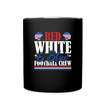 Veteran US Flag Red White & Blue Football Crew - Full Colour Mug - black - Front
