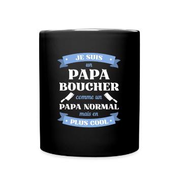 papa boucher humour boucherie homme idée cadeau - Mug uni - noir - Devant