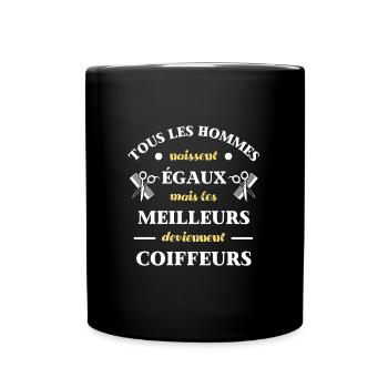 hommes égaux coiffeur humour coiffure homme cadeau - Mug uni - noir - Devant