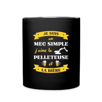 mec simple pelleteuse biere humour engin chantier - Mug uni - noir - Devant