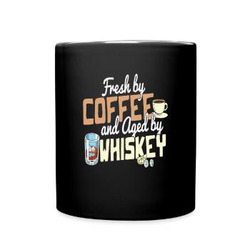 Fresh By Coffee And Aged By Whiskey Coffee And - Full Colour Mug - black - Front