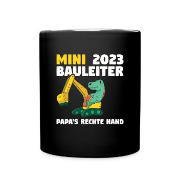Bauherr 2023 Papa's Rechte Hand Bauleiter - Tasse einfarbig - Schwarz - Vorne