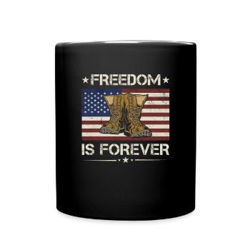 America Freedom Is Forever Army Veteran - Full Colour Mug - black - Front