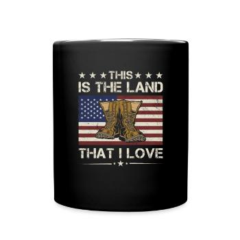 America This Is The Land That I Love Army Veteran - Full Colour Mug - black - Front