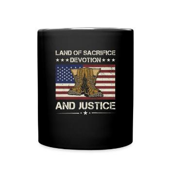 Land Of Sacrifice Devotion And Justice Veteran - Full Colour Mug - black - Front