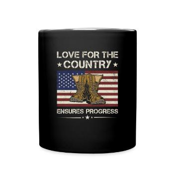 Love For The Country Ensures Progress Army Veteran - Tasse einfarbig - Schwarz - Vorne