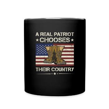 A Real Patriot Chooses Their Country Army Veteran - Full Colour Mug - black - Front