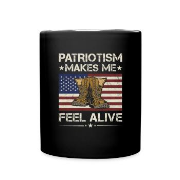 Le patriotisme américain me fait me sentir vivant vétéran - Mug uni - noir - Devant