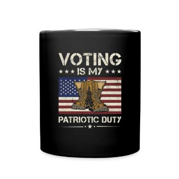 America Voting Is My Patriotic Duty Army Veteran - Full Colour Mug - black - Front