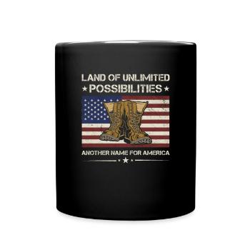 Land Of Unlimited Possibilities Or America Veteran - Tasse einfarbig - Schwarz - Vorne