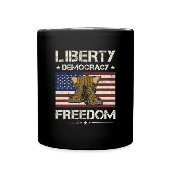 America Liberty Democracy Freedom Army Veteran - Full Colour Mug - black - Front
