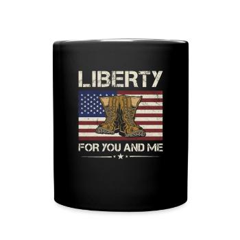 America Liberty For You And Me Army Veteran - Full Colour Mug - black - Front