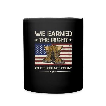 We Earned The Right To Celebrate Today Veteran - Full Colour Mug - black - Front