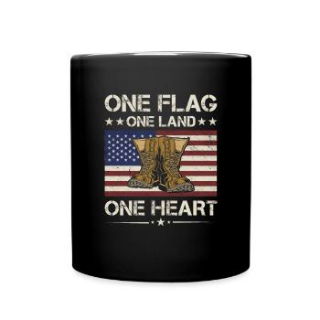 America One Flag One Land One Heart Vétéran de l’armée - Mug uni - noir - Devant